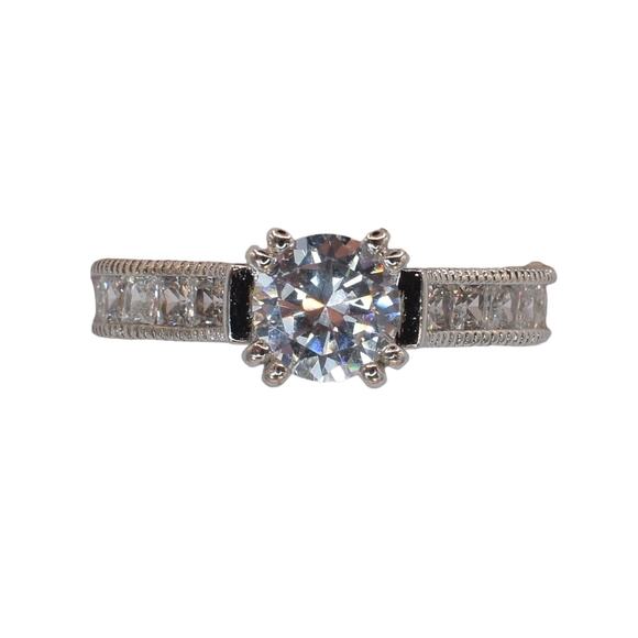 NWOT Cubic Zirconia Round-Cut Channel-Set Sterling Silver Ring Size 8.25 US - Picture 1 of 6